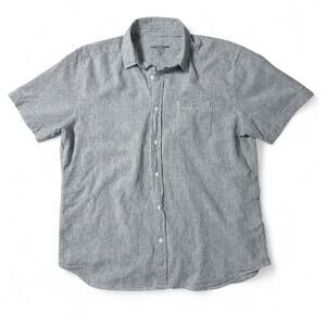 Line of Trade Linen Blend Shirt Mens Size 2XL Gray Button Up Short Sleeve